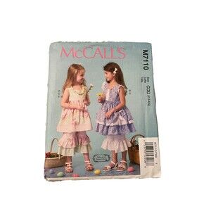 McCall's M7110 Sewing Pattern Girls Dress Pants Necklace Size 2-5 Ruffles Lace